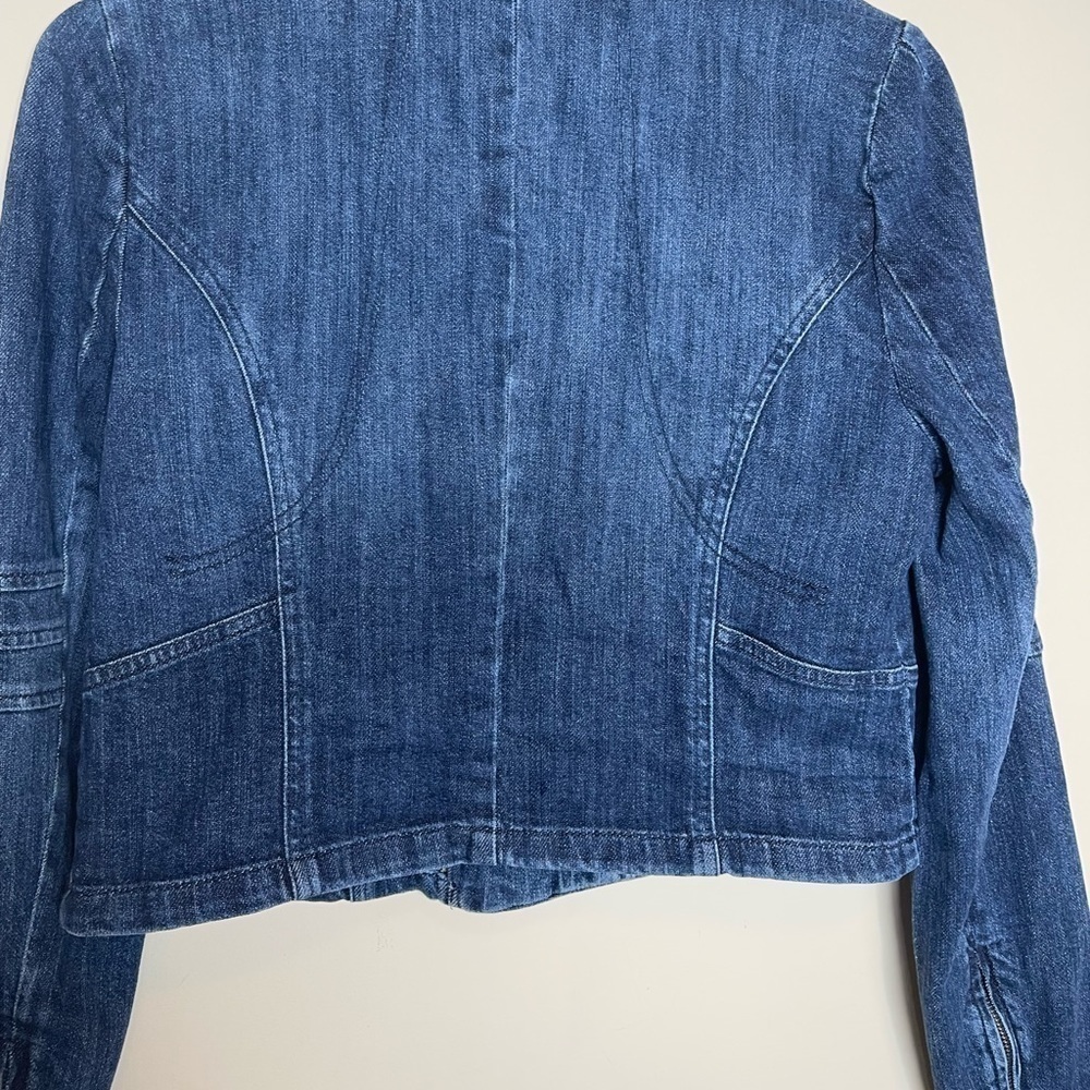 Elle denim short moto long sleeve zipper jacket - Picture 4 of 11